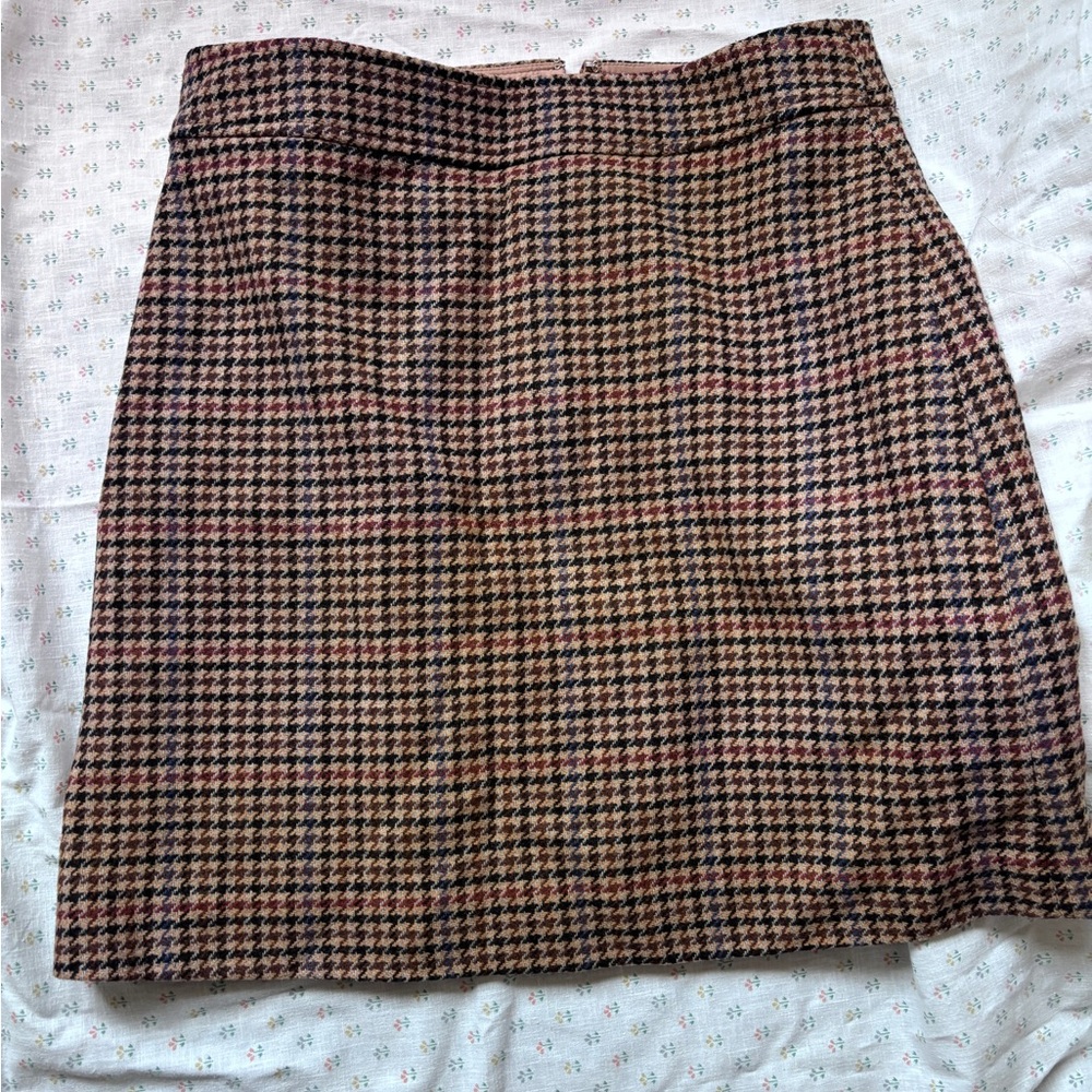 J. Crew Houndstooth Pencil Skirt - Black, Brown, Cream